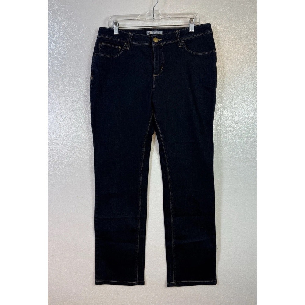 Lee Perfect Fit Jeans Just Below Waist Womens Sz 14M‎ 5pocket Stretch Blue Denim
